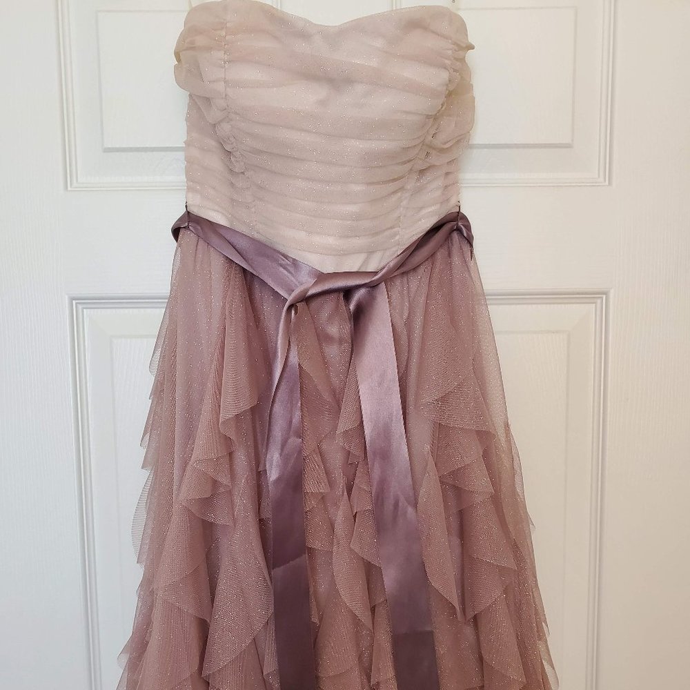 Taupe Glittery Formal Dress